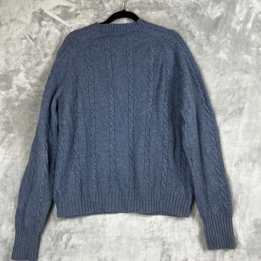 Brooks Brothers 346‎ Mens Cable Knit Sweater Blue Wool Nylon Blend Size XL